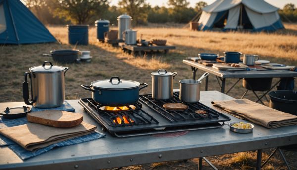 Réchauds à gaz compacts et cantines de cuisine nomades